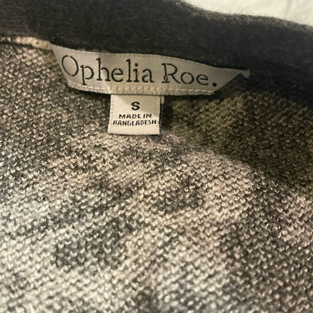 Ophelia Roe grey white paisley long sleeve v-neck cardigan sweater womans S - Picture 6 of 9
